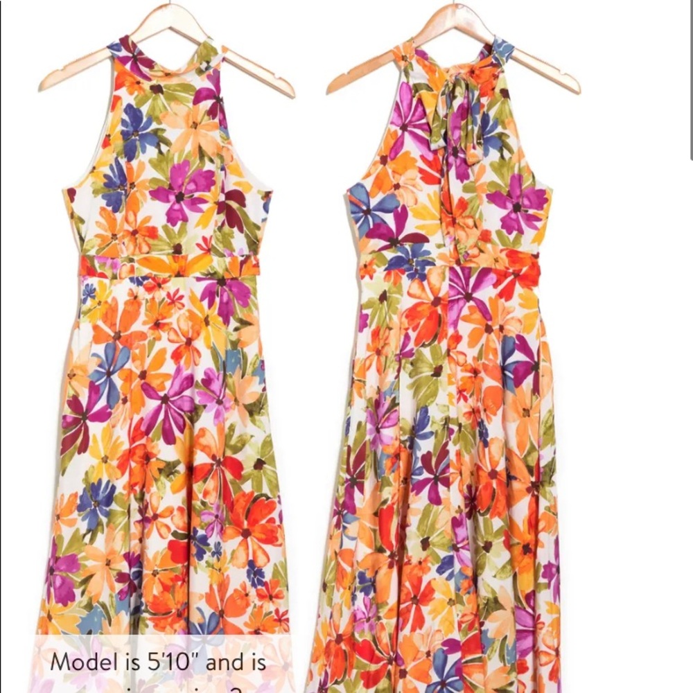 Matte Satin Tie Neck Midi Dress